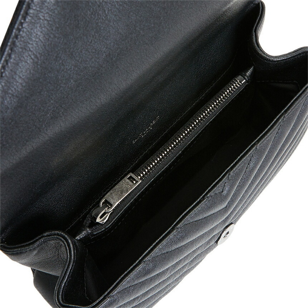 Saint Laurent College Bag shoulder bag chevron quilted leather Black - Picture 6 of 10